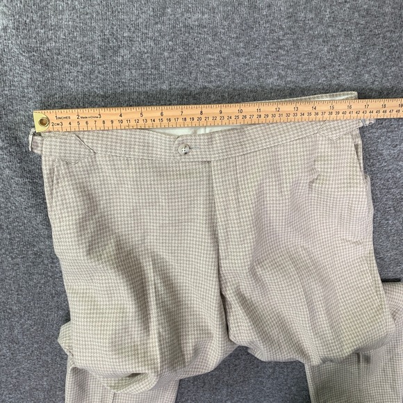 Suitsupply Cashmere Pants Men 34x29 Beige Houndstooth Soho Angelico Italy - Picture 5 of 11